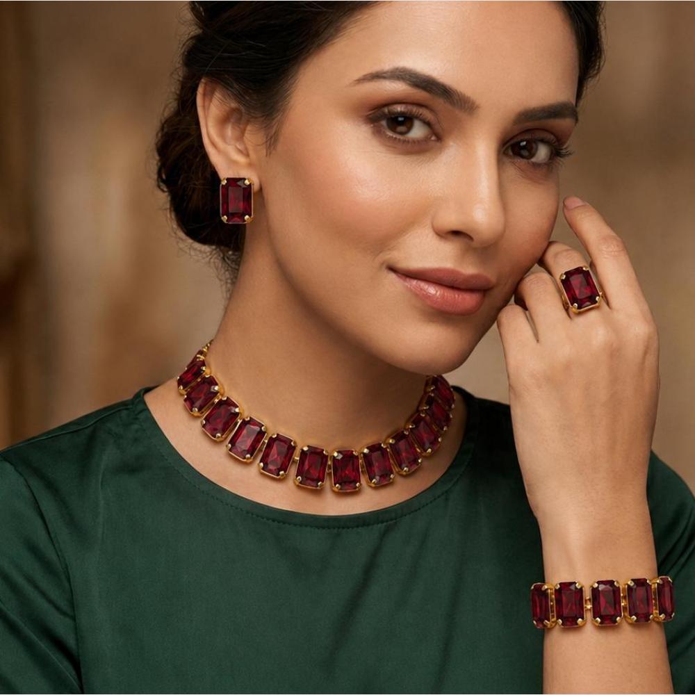 SNERA Classic Grace Crystal Stone Choker Necklace Set