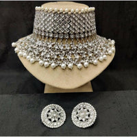 SNERA Classic Grace Crystal Stone  And Pearl Choker Necklace Set