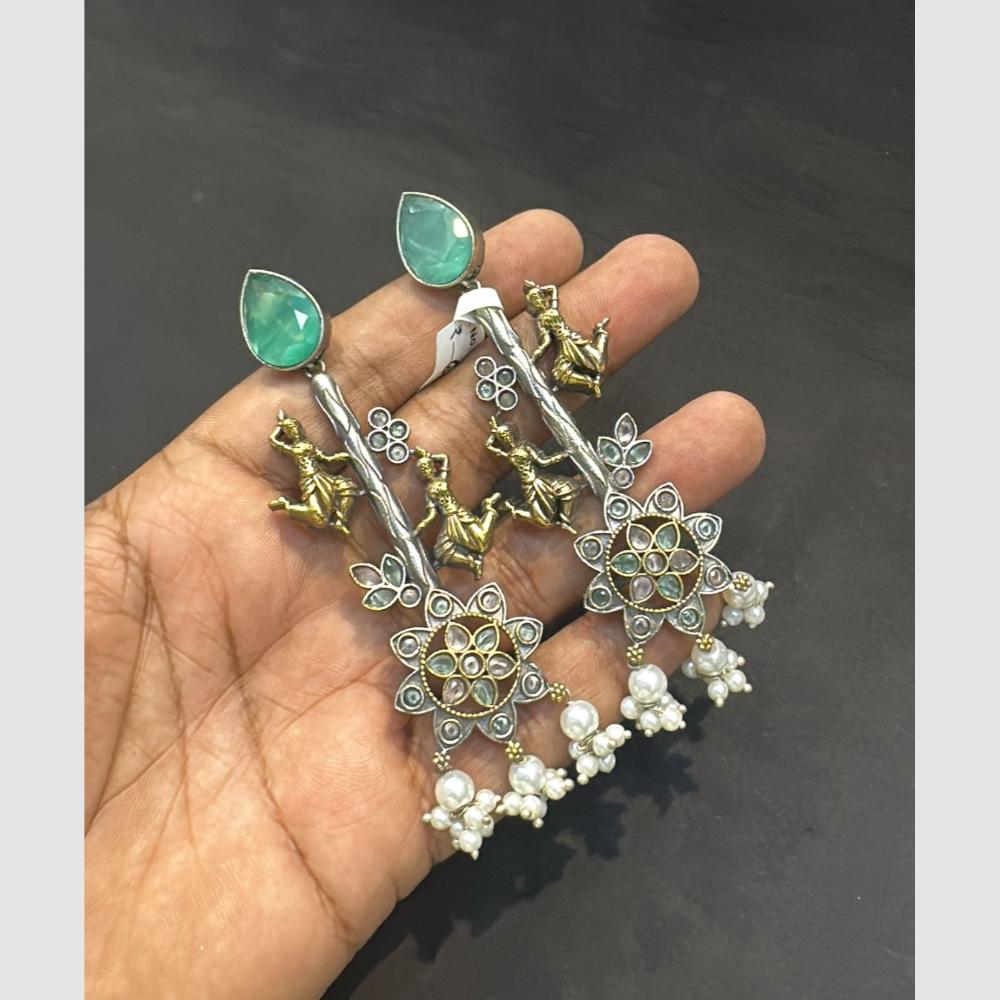 SNERA Graceful Pota Stone And Pearl Designer Dangler Earrings