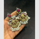 SNERA Graceful Pota Stone And Pearl Peacock Design Dangler Earrings