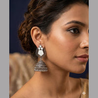 SNERA Oxidised Plated Pearl Jhumki Earrings for Women
