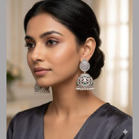 SNERA Oxidised Plated Pearl Jhumki Earrings for Women