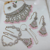 SNERA Premium Kundan Stone And Beads Semi Bridal Necklace Set for Women