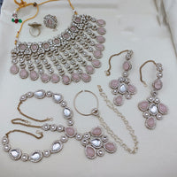 SNERA Premium Kundan Stone And Beads Semi Bridal Necklace Set for Women