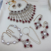 SNERA Premium Kundan Stone And Beads Semi Bridal Necklace Set for Women