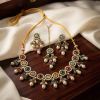 SNERA Elegant Crystal Stone And Pearl Necklace Set Women