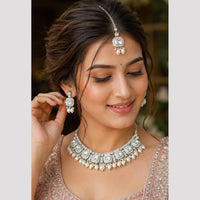 SNERA Elegant Crystal Stone And Pearl Necklace Set Women