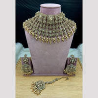 SNERA Elegant Crystal Stone And Pearl Choker Necklace Set Women