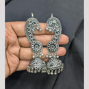 SNERA Vintage Oxidised Plated Mirror Earcuff Jhumki Earrings for Women