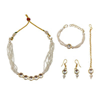 SNERA Traditional Kundan Stone And Pearl Jewellery Combo Set for Women