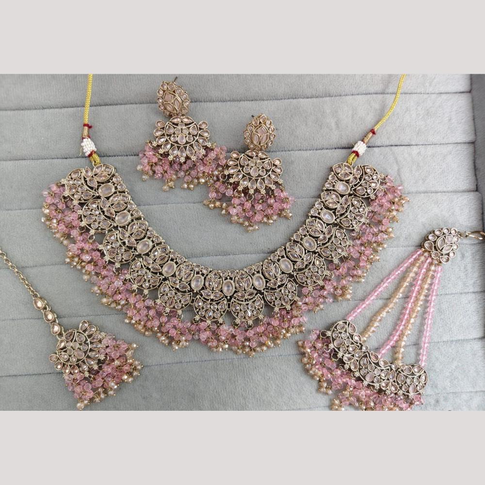 SNERA Sparkling Crystal Stone And Pearl Necklace Set