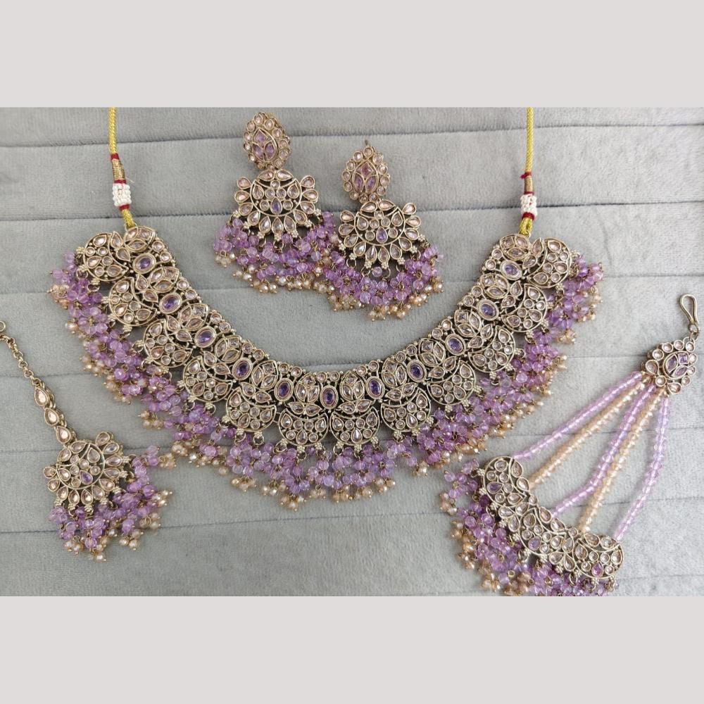 SNERA Sparkling Crystal Stone And Pearl Necklace Set