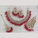 SNERA Sparkling Crystal Stone And Pearl Necklace Set