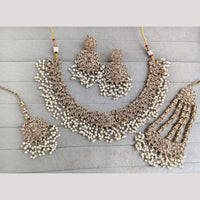 SNERA Sparkling Crystal Stone And Pearl Necklace Set