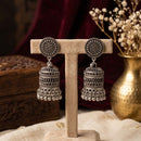 SNERA Vintage Oxidised Plated Pearl Jhumki Earrings for Women