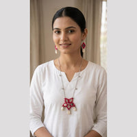 SNERA Mirror And Shell Embellished Ethnic Necklace Set