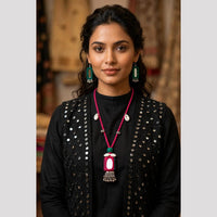 SNERA Mirror And Shell Embellished Ethnic Necklace Set