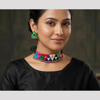 SNERA Mirror Embellished Ethnic Choker Necklace Set