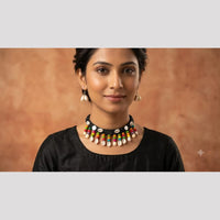SNERA Mirror And Shell Embellished Ethnic Choker Necklace Set