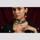 SNERA Mirror And Shell Embellished Ethnic Choker Necklace Set