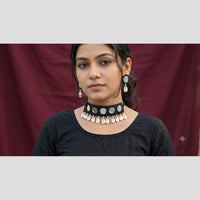 SNERA Mirror And Shell Embellished Ethnic Choker Necklace Set