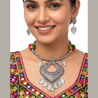SNERA Pom Pom Embellished Ethnic Choker Necklace Set