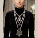 SNERA Stylish Oxidised Plated Mirror Long Necklace Set 