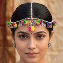 SNERA Oxidised Plated Pom-Pom Detailing Damini Maangtikka