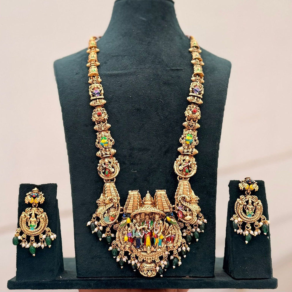 SNERA Timeless Pota Stone And Beads Temple Long Necklace Set