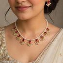 SNERA Ethnic Pota Stone And Pearl Choker Necklace Set