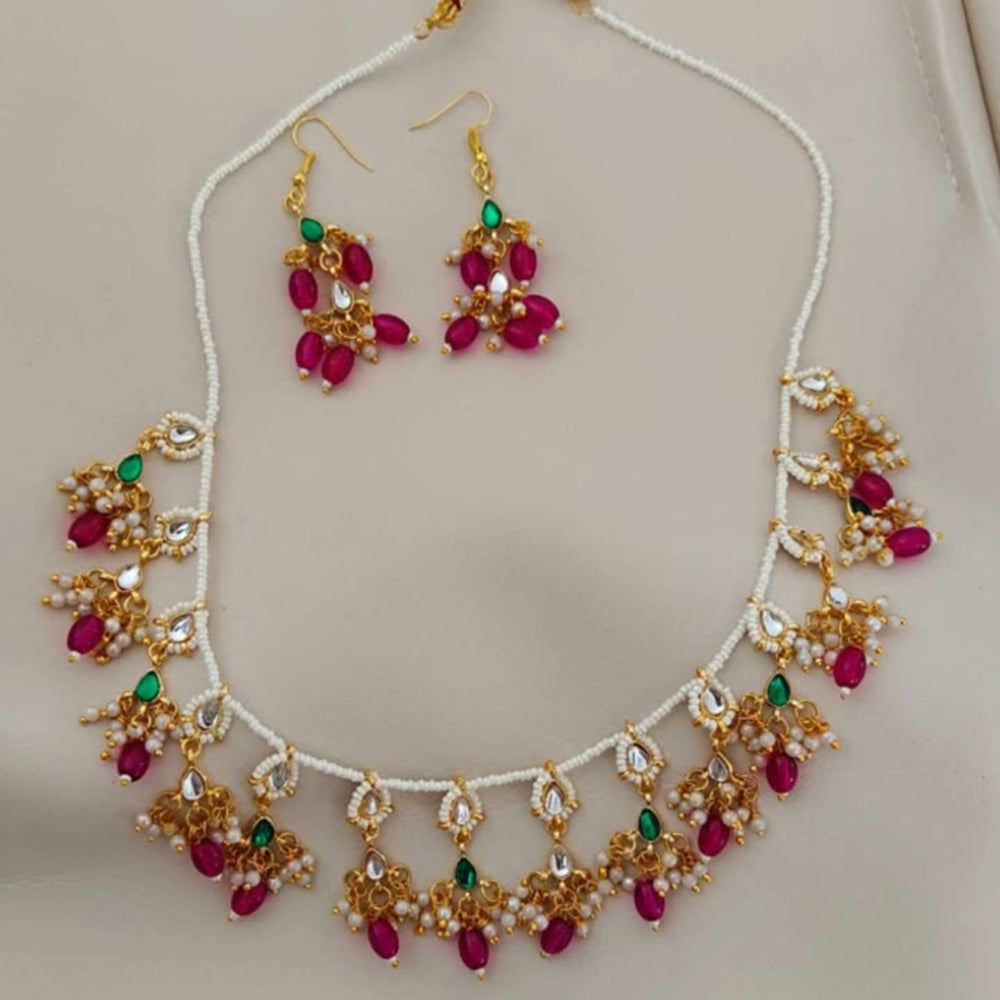SNERA Ethnic Pota Stone And Pearl Choker Necklace Set