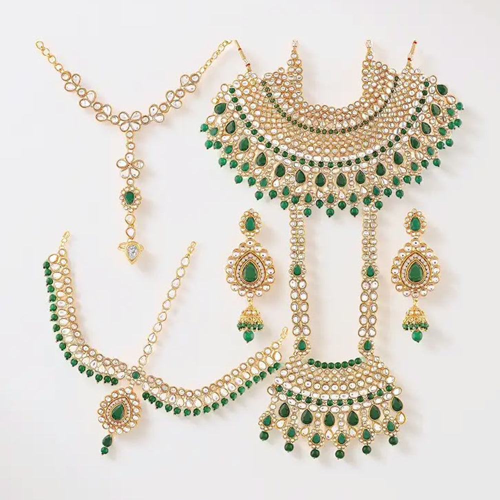 SNERA Wedding Wear Kundan Stone And Beads Bridal Set 