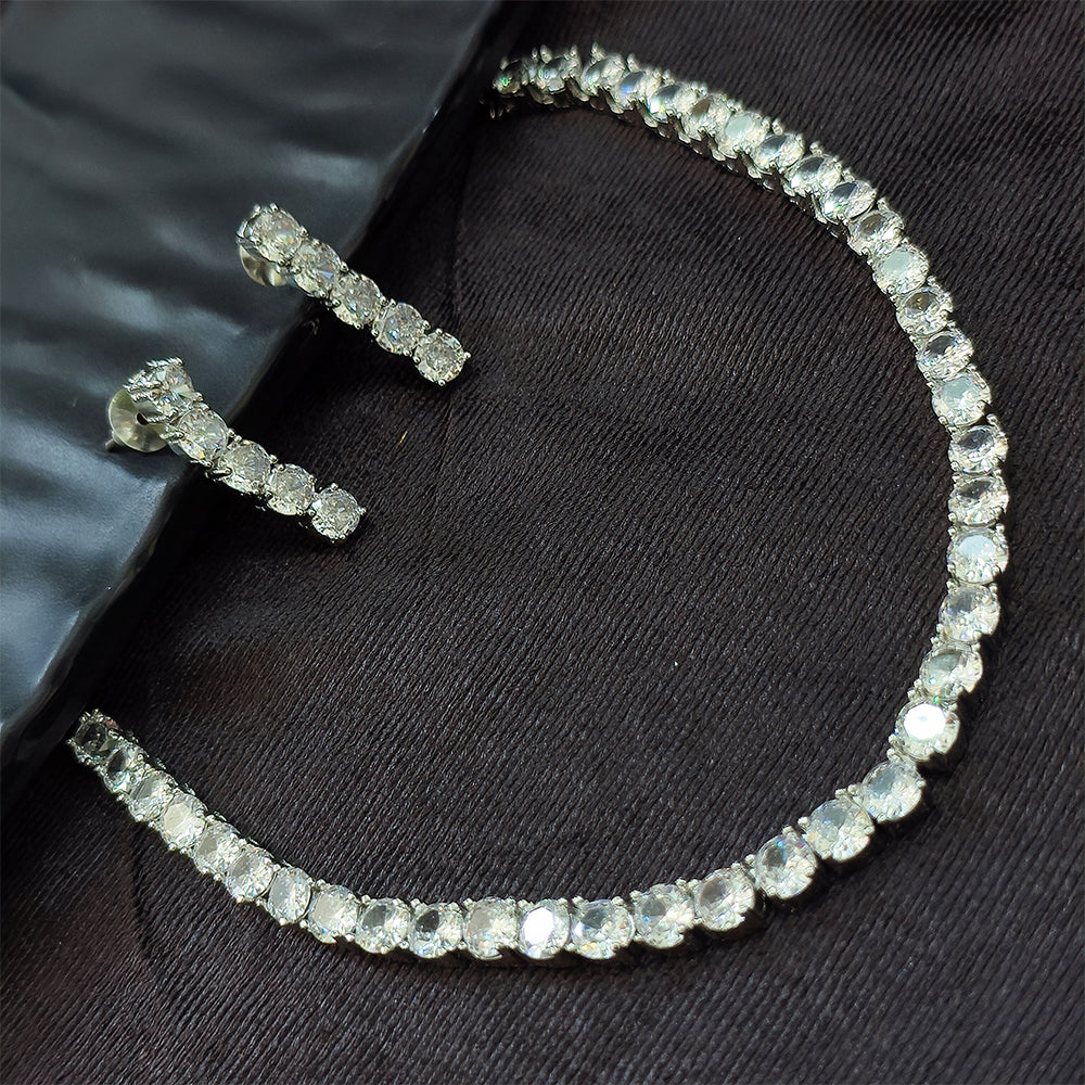 Urthn Austrian Stone Silver Plated Necklace Set