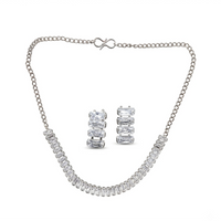 Urthn Silver Plated Sparkling Crystal Stone Necklace Set(Pack of 6)