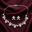 Urthn Silver Plated Sparkling Crystal Stone Necklace Set(Pack of 3)