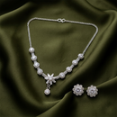 Urthn Silver Plated Sparkling Crystal Stone Necklace Set(Pack of 6)