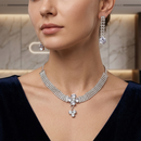 Urthn Silver Plated Sparkling Crystal Stone Necklace Set(Pack of 6)