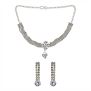 Urthn Silver Plated Sparkling Crystal Stone Necklace Set(Pack of 6)