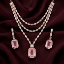 Urthn Elegant Rose Gold Plated Crystal Stone Necklace Set