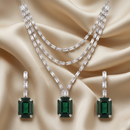 Urthn Silver Plated Sparkling Crystal Stone Necklace Set(Pack of 3)