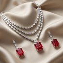 Urthn Silver Plated Sparkling Crystal Stone Necklace Set(Pack of 3)