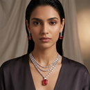 Urthn Silver Plated Sparkling Crystal Stone Necklace Set