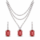 Urthn Silver Plated Sparkling Crystal Stone Necklace Set(Pack of 3)