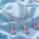 Urthn Silver Plated Sparkling Crystal Stone Necklace Set(Pack of 3)