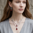Urthn Silver Plated Sparkling Crystal Stone Necklace Set