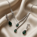 Urthn Silver Plated Sparkling Crystal Stone Necklace Set(Pack of 3)