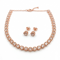 Urthn Rose Gold Plated Sparkling Crystal Stone Necklace Set(Pack of 6)