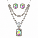 Urthn Glamorous Silver Plated Crystal Stone Necklace Set for Party & Festive Wear(Pack Of 3)