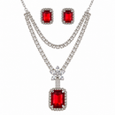 Urthn Glamorous Silver Plated Crystal Stone Necklace Set for Party & Festive Wear(Pack Of 3)