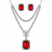 Urthn Glamorous Silver Plated Crystal Stone Necklace Set for Party & Festive Wear(Pack Of 3)